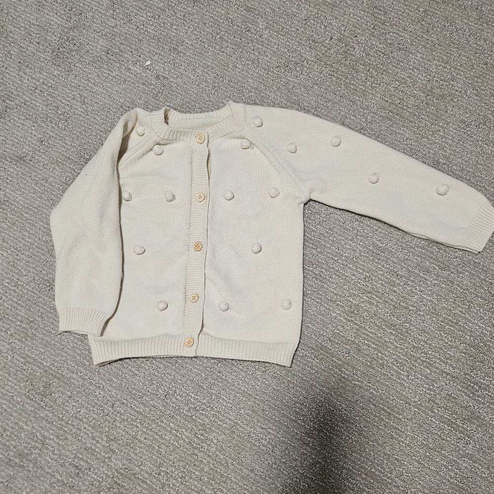 Kids Ivory Button-Up Cardigan